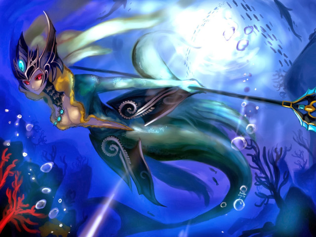 Mermaid sword fish painting artwork free wallpaper for desktop - medium preview image