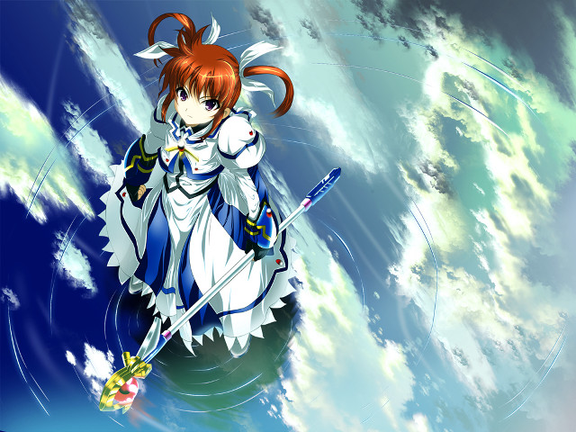 Anime character sword sky clouds free wallpaper for desktop - medium preview image