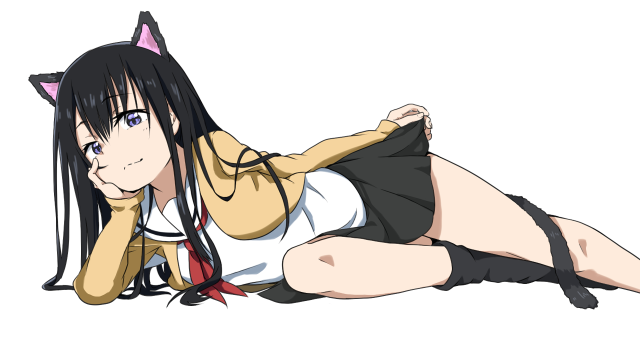 Woman cat ears laying crossed free wallpaper for desktop - medium preview image