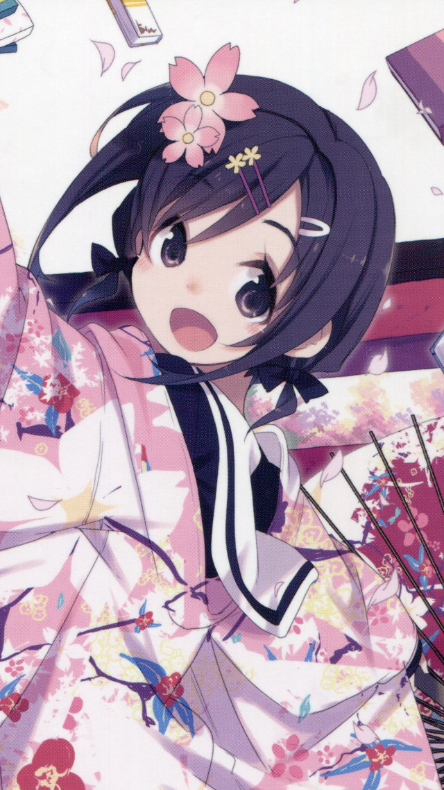 Woman kimono fan flower hair free wallpaper for mobile - medium preview image