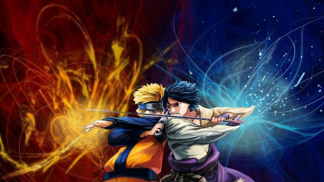 Anime fight colorful fireworks blue free wallpaper for desktop - medium preview image