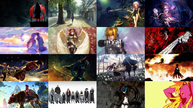Anime collage fire ice woman free wallpaper for desktop - medium preview image