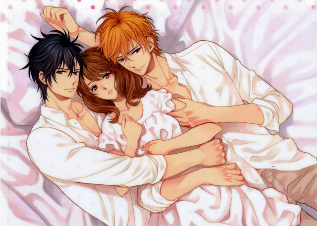 Couple lying bed pink blanket free wallpaper for desktop - medium preview image