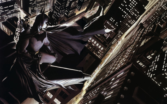 Batman flying city night cape #2 free wallpaper for desktop - medium preview image