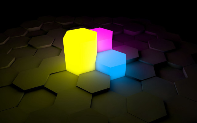 Colorful object black surface hexagonal #2 free wallpaper for desktop - medium preview image