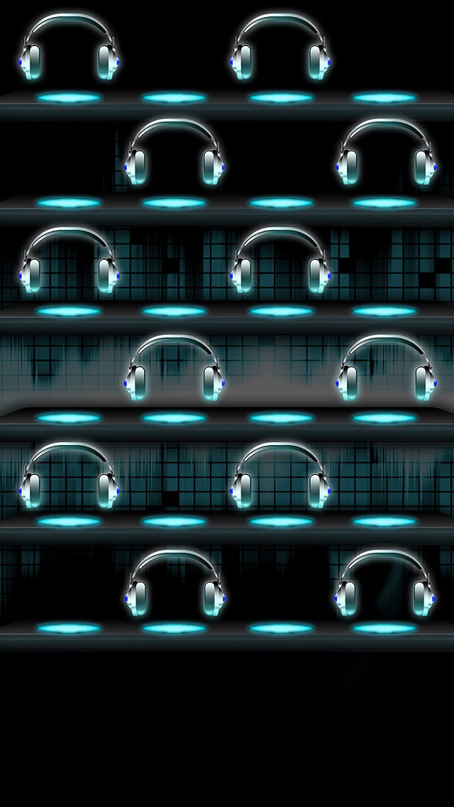 Headphones glowing dark room black free wallpaper for mobile - medium preview image