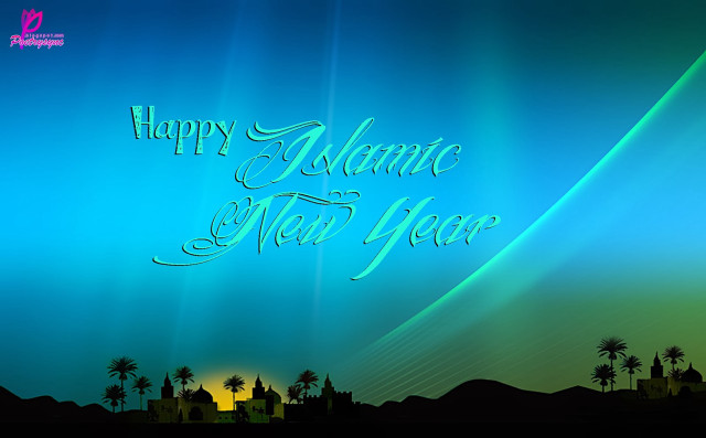 Blue green background happy new free wallpaper for desktop - medium preview image