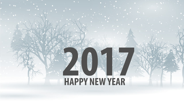 Snowy trees sky newyear card free wallpaper for desktop - medium preview image
