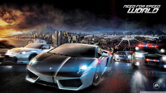 Cars driving night city lights free wallpaper for desktop - medium preview image