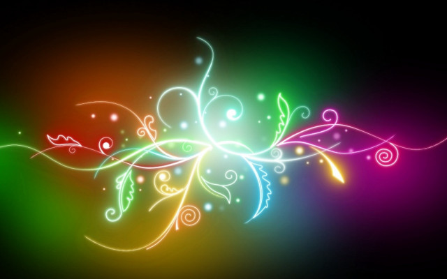 Colorful flower swirls bubbles black #3 free wallpaper for desktop - medium preview image