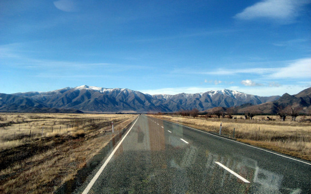 Road mountain blue sky cows free wallpaper for desktop - medium preview image