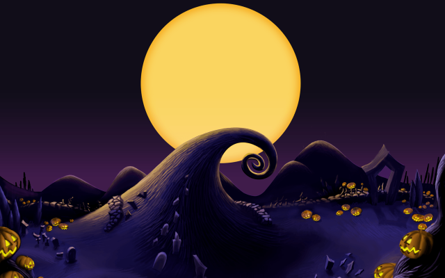 Halloween cartoon scene full moon #3 free wallpaper for desktop - medium preview image