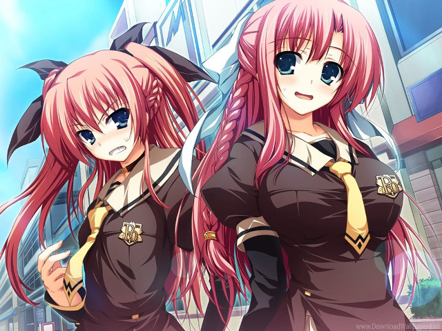 Pink haired anime girls school free wallpaper for desktop - medium preview image