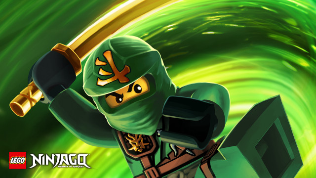 Lego ninja sword green background free wallpaper for desktop - medium preview image