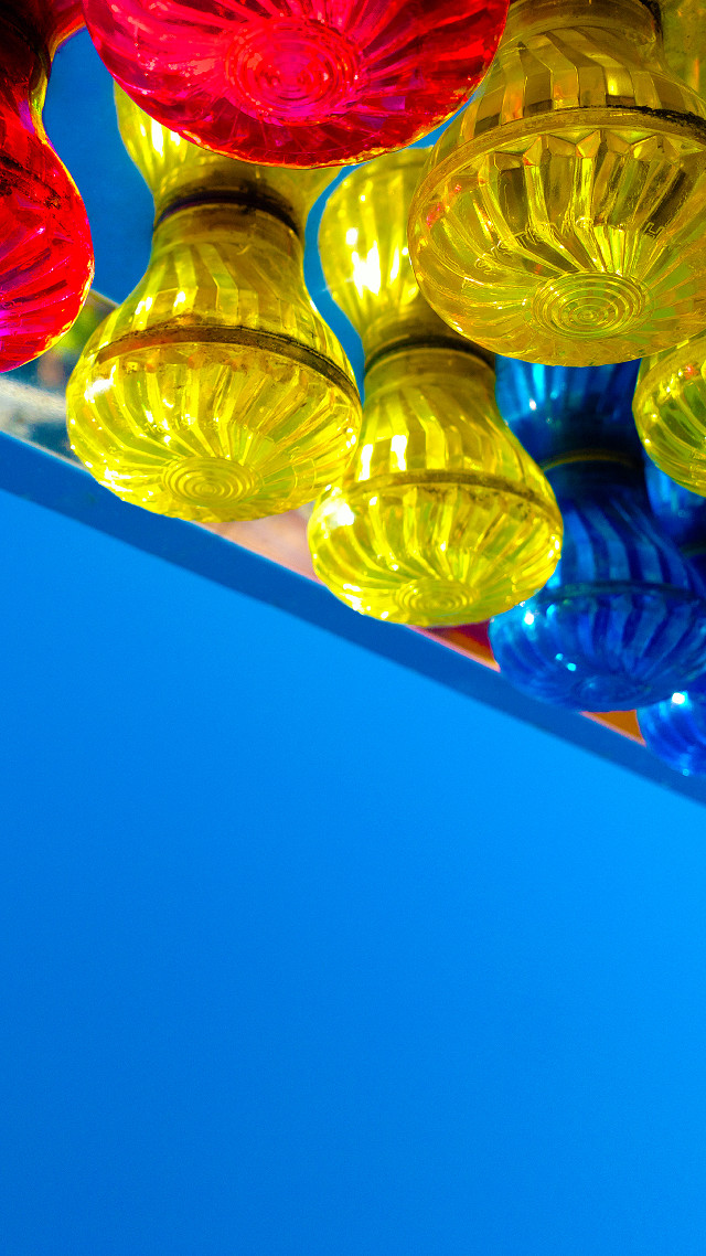 Colorful glass objects hanging store free wallpaper for mobile - medium preview image