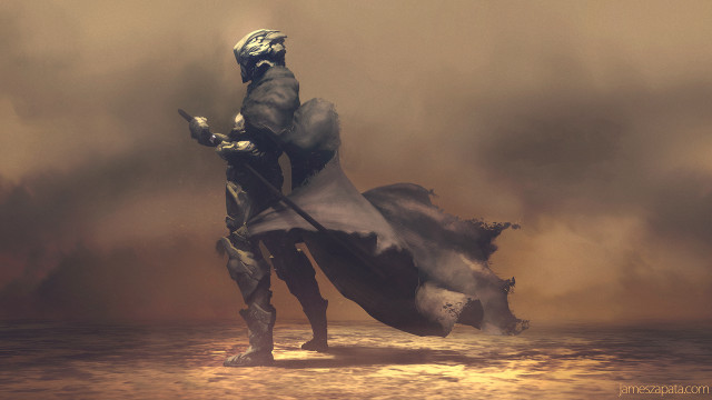 Man suit sword flag desert free wallpaper for desktop - medium preview image