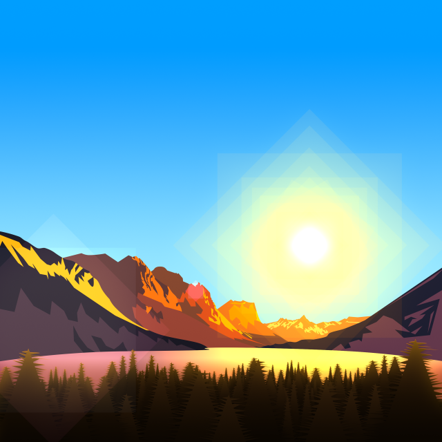 Mountain sunset trees foreground painting free wallpaper for tablet - medium preview image