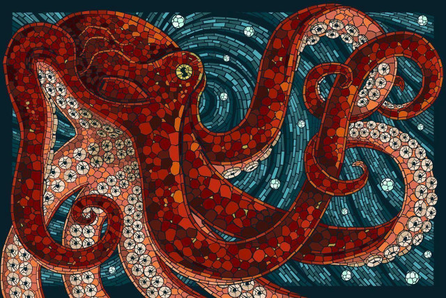 Octopus colorful painting bubbles underwater free wallpaper for desktop - medium preview image
