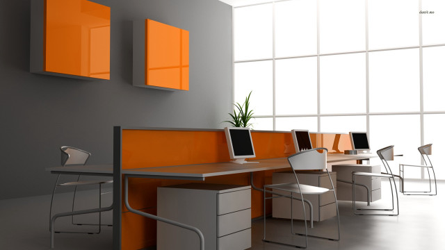 Room desk chairs monitor plant free wallpaper for desktop - medium preview image