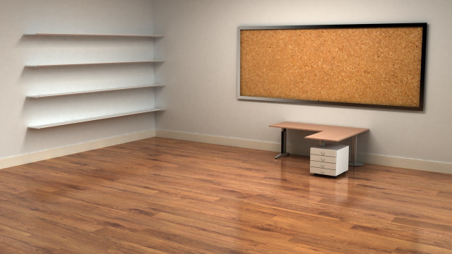 Room corkboard desk woodenfloor whitewall #2 free wallpaper for desktop - medium preview image