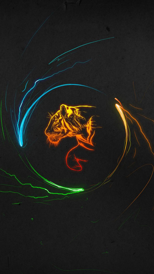 Colorful lizard light streaks black free wallpaper for mobile - medium preview image