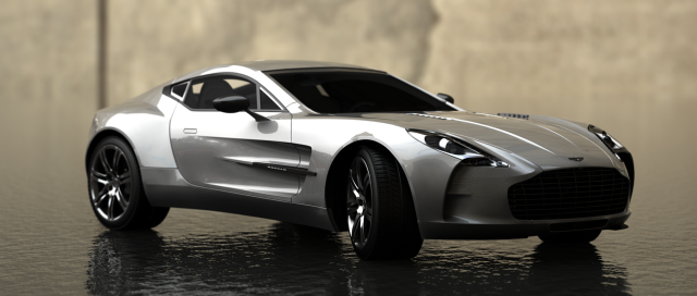 Silver sports car reflection wall free wallpaper for desktop - medium preview image