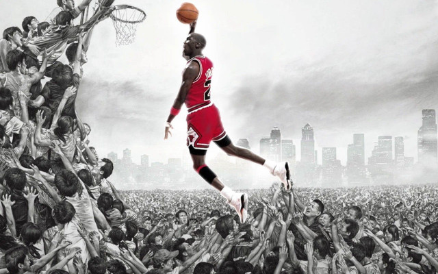 Man red jersey basketball crowd free wallpaper for desktop - medium preview image