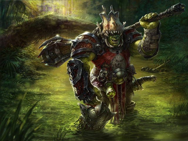 Man armor sword forest painting free wallpaper for desktop - medium preview image