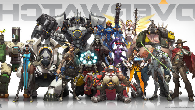 Overwatch characters group white background free wallpaper for desktop - medium preview image