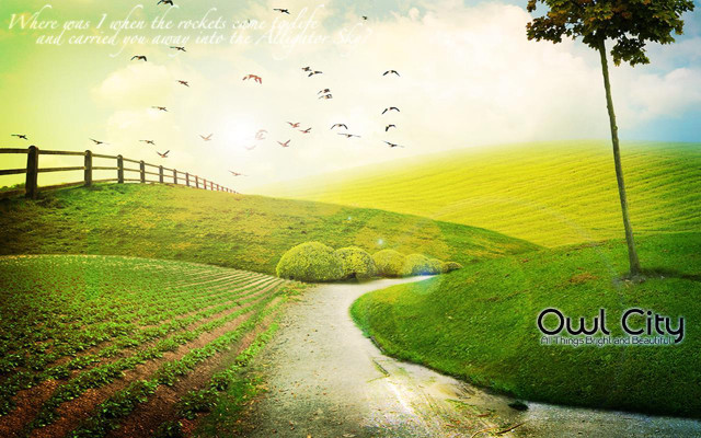 Country road birds tree quote free wallpaper for desktop - medium preview image