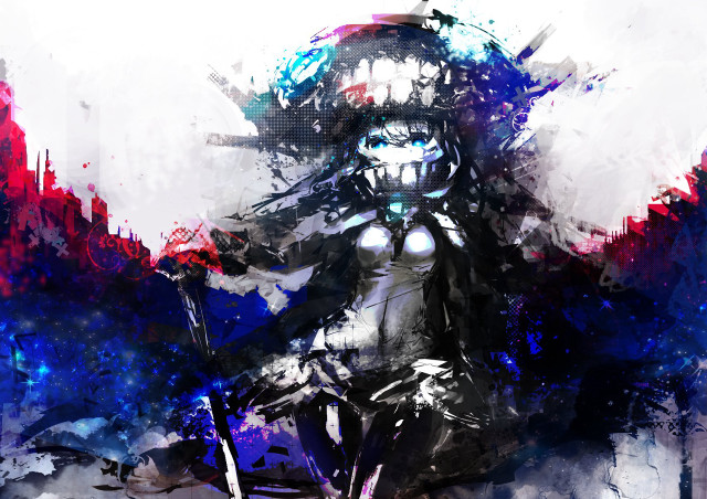 Person riding motorcycle helmet painting free wallpaper for desktop - medium preview image