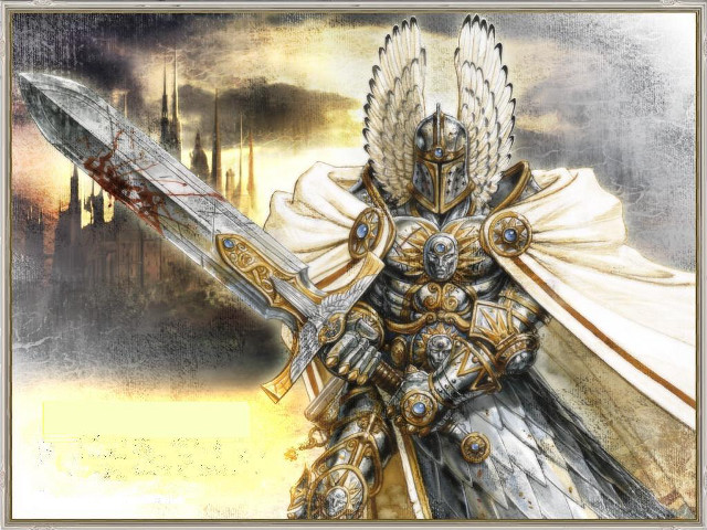 Knight sword castle painting artwork free wallpaper for desktop - medium preview image