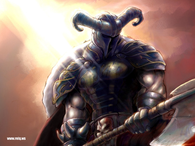Man armor sword shield horns free wallpaper for desktop - medium preview image