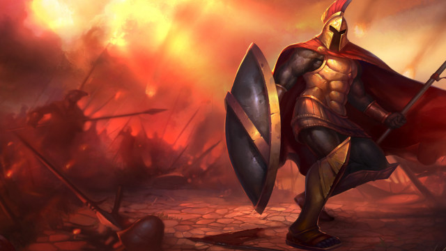 Man armor sword shield fire free wallpaper for desktop - medium preview image