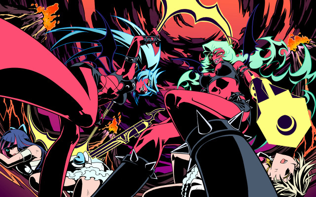 Cartoon characters colorful background black free wallpaper for desktop - medium preview image