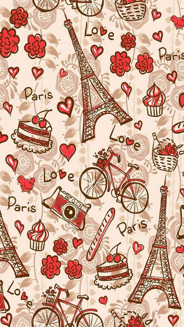 Bicycle pattern hearts design graphic free wallpaper for mobile - medium preview image
