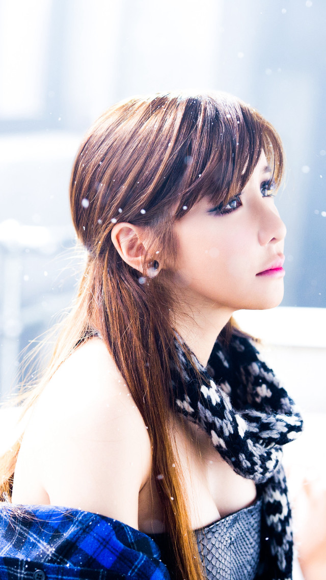 Woman long hair scarf neck free wallpaper for mobile - medium preview image