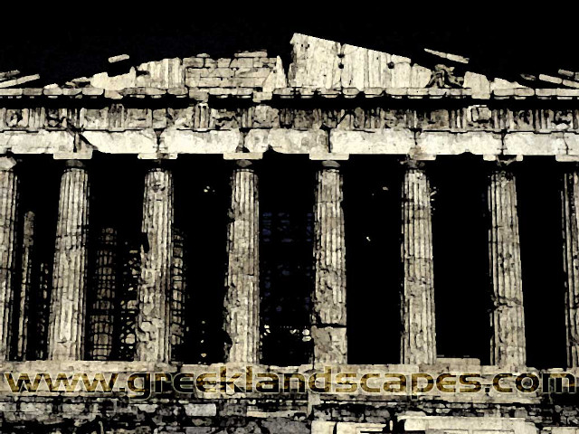 Black white building columns clock free wallpaper for desktop - medium preview image