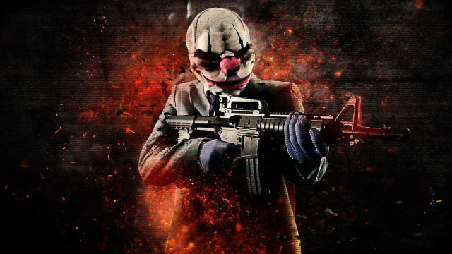 Man mask gun fire background free wallpaper for desktop - medium preview image
