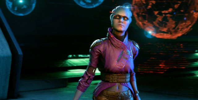 Futuristic woman space station large free wallpaper for desktop - medium preview image