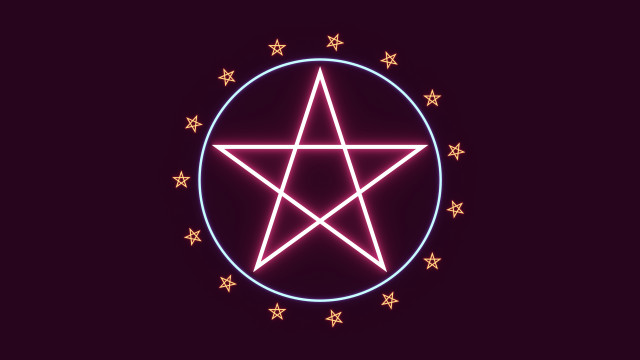 Neon star circle stars dark free wallpaper for desktop - medium preview image
