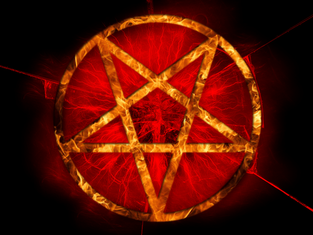 Pentagramus red yellow streaks black free wallpaper for desktop - medium preview image
