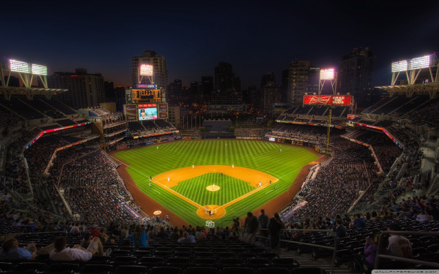 Baseball stadium night crowd lights free wallpaper for desktop - medium preview image