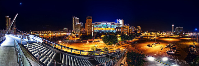 Night city bridge river building free wallpaper for desktop - medium preview image