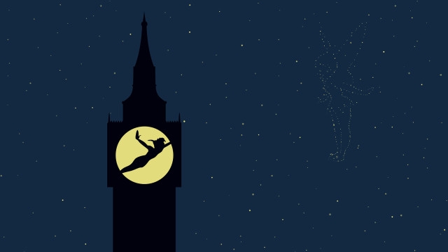 Clock tower falling person night free wallpaper for desktop - medium preview image