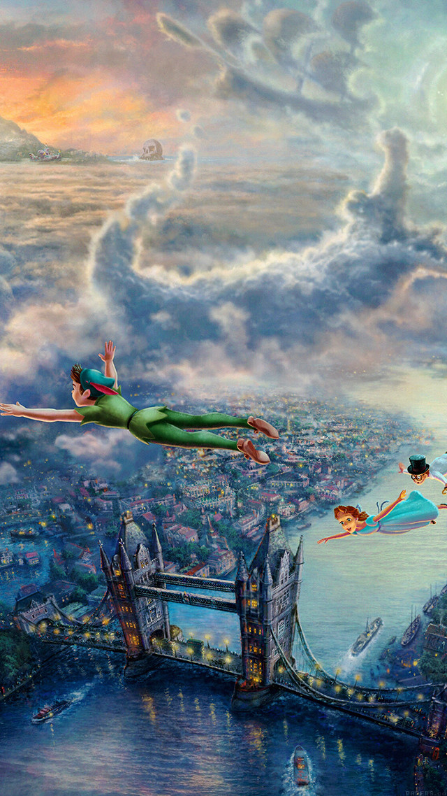 Flying man city bridge river free wallpaper for mobile - medium preview image