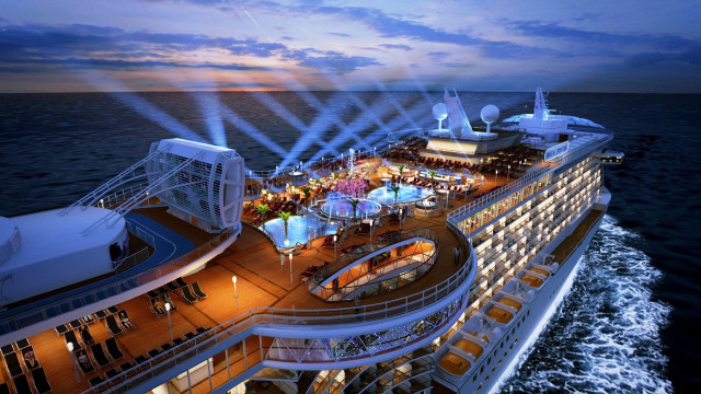 Cruise ship lights deck people free wallpaper for desktop - medium preview image