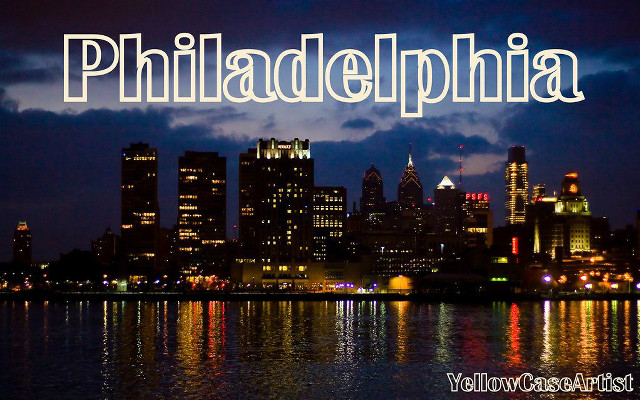 City skyline philadelphia night reflection free wallpaper for desktop - medium preview image