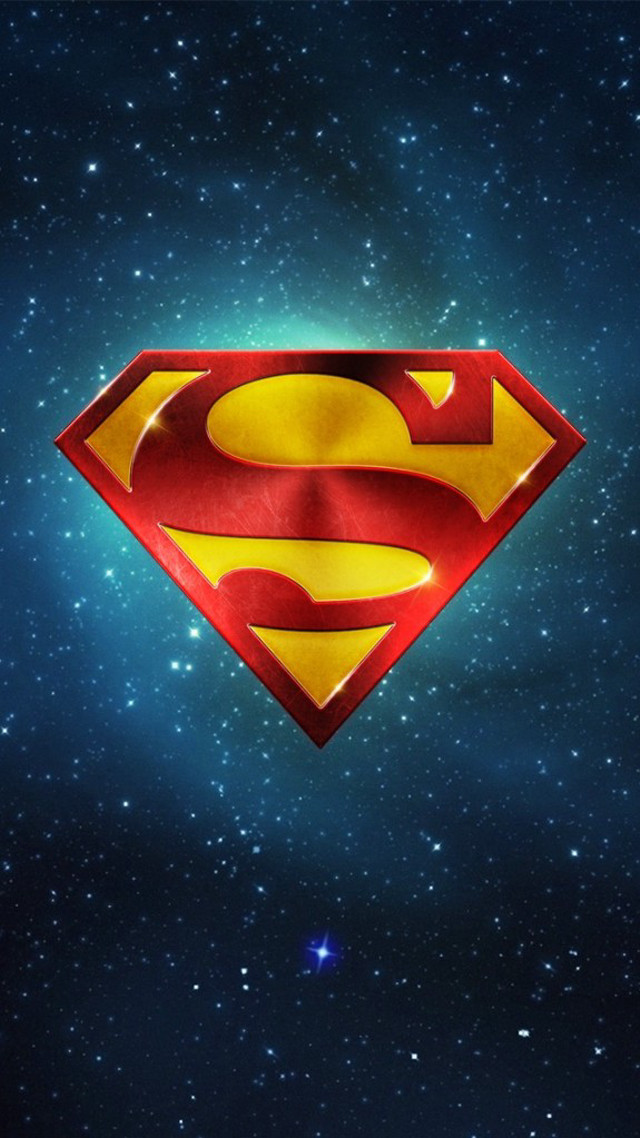 Superman logo space background stars free wallpaper for mobile - medium preview image