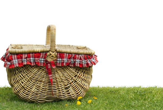 Picnic basket checkered cover grass free wallpaper for desktop - medium preview image
